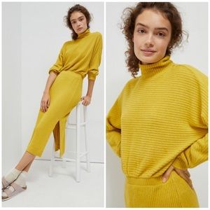 Anthro Mariah Ribbed Knit Maxi Dress Chartreuse S